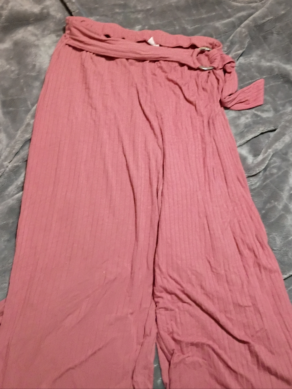 💙 3 For $12 Dusty Rose Ribbed Paperbag Waist Pants - Picture 1 of 4